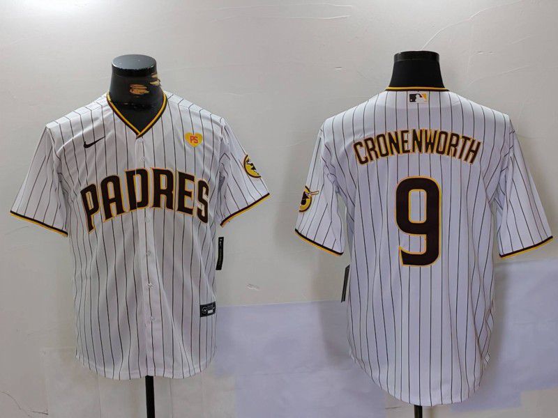 Men San Diego Padres #9 Cronenworth White Stripe Game 2024 Nike MLB Jersey style 2